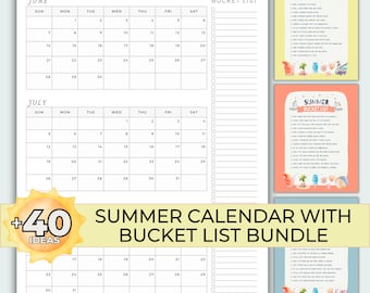 Sommer 2026 Kalender Bucket List Bundle (Digitaler Download)
