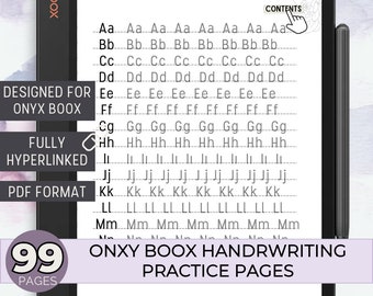 Pages d'entraînement à l'écriture manuscrite Onyx Boox Feuilles de calcul Onyx Boox Traçage de l'alphabet Améliorer l'écriture manuscrite