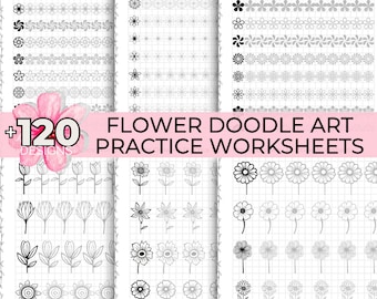 Flower Drawing Worksheets Printable Flower Doodle Art Learn How To Draw Flowers Wildflower Drawing Mandala Art Zentangle Tracing Sheets