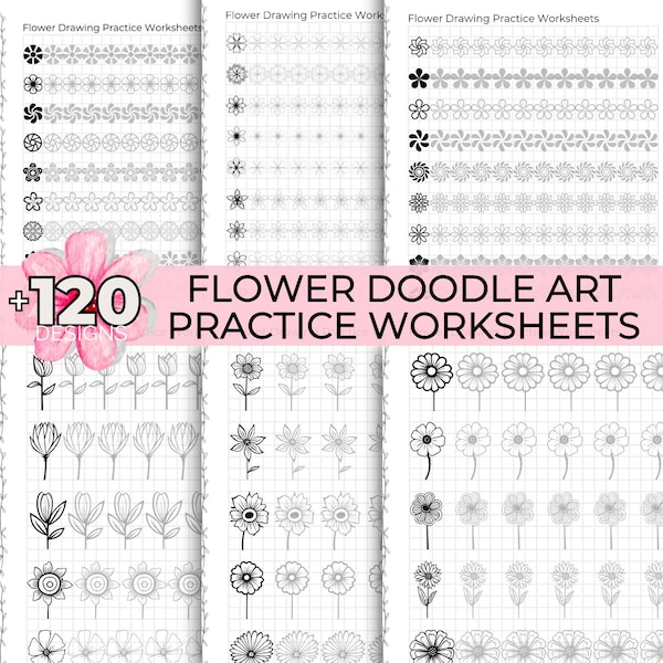 Flower Drawing Worksheets Printable Flower Doodle Art Learn How To Draw Flowers Wildflower Drawing Mandala Art Zentangle