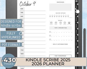 Kindle Scribe 2025-2026 Planner, Kindle Scribe Daily Planner Hyperlinked Yearly Calendar Monthly Calendar To Do List Kindle Scribe Templates