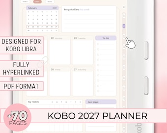 Kobo Libra 2027 Planner, Kobo Libra Colour Weekly Planner, Hyperlinked Elipsa 2E, Elipsa, Sage
