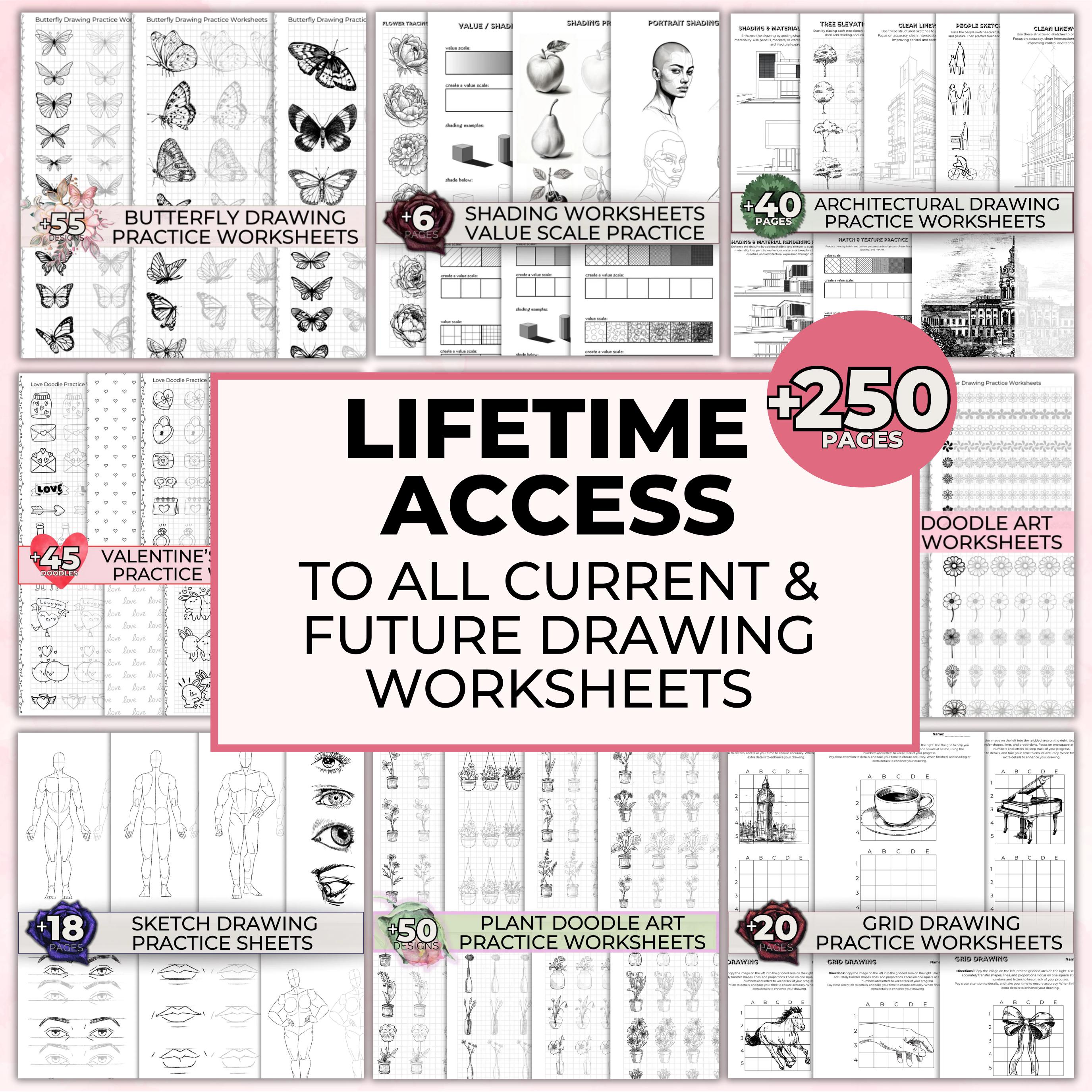 Bundel Tekenbladen, Bloemen, Bladeren, Vlinder Tekenen, Werkbladen  Arcering, Afdrukbaar Tekenblad, Potloodtekenoefeningen, Leer tekenen - Etsy  België, image size:2750x2750