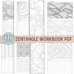 Zentangle-werkboek voor beginners, patroonsjablonen, zendoodle-oefenbladen, afdrukbare zentangle-tutorial, mindful art-therapie