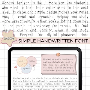 Police manuscrite simple, police jolie et soignée pour la prise de notes des étudiants, police numérique Notes pour agenda Goodnotes Notability, police esthétique pour iPad