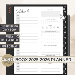 Onyx Boox 2025-2026 Planner, Boox Daily Planner Hyperlinked Yearly Calendar Monthly Calendar To Do List Onyx Boox Tab Ultra Templates