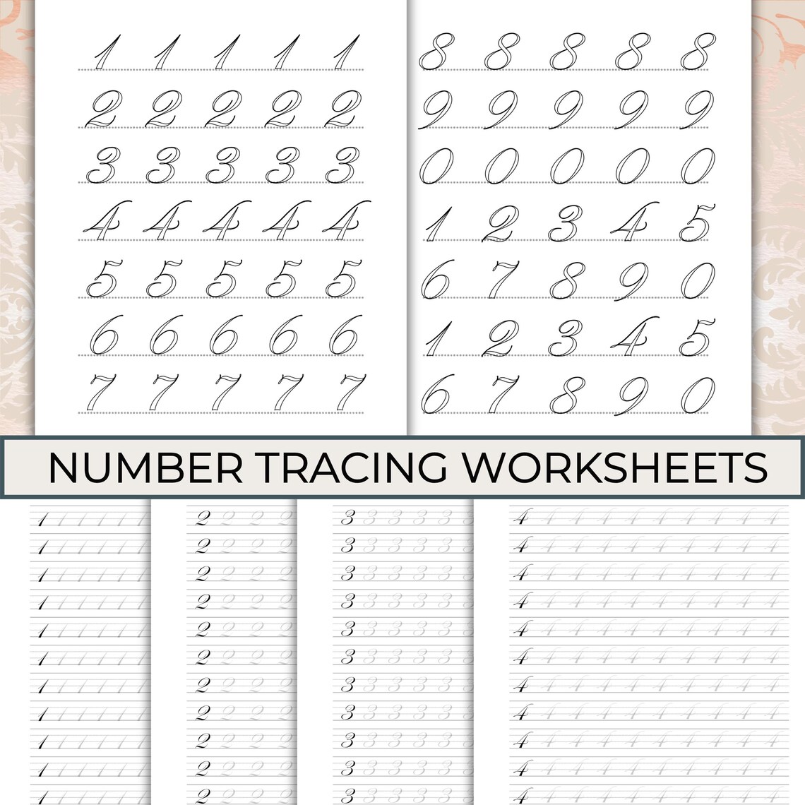 Edwardian Elegant Cursive Handwriting Practice Worksheets, Printable ...