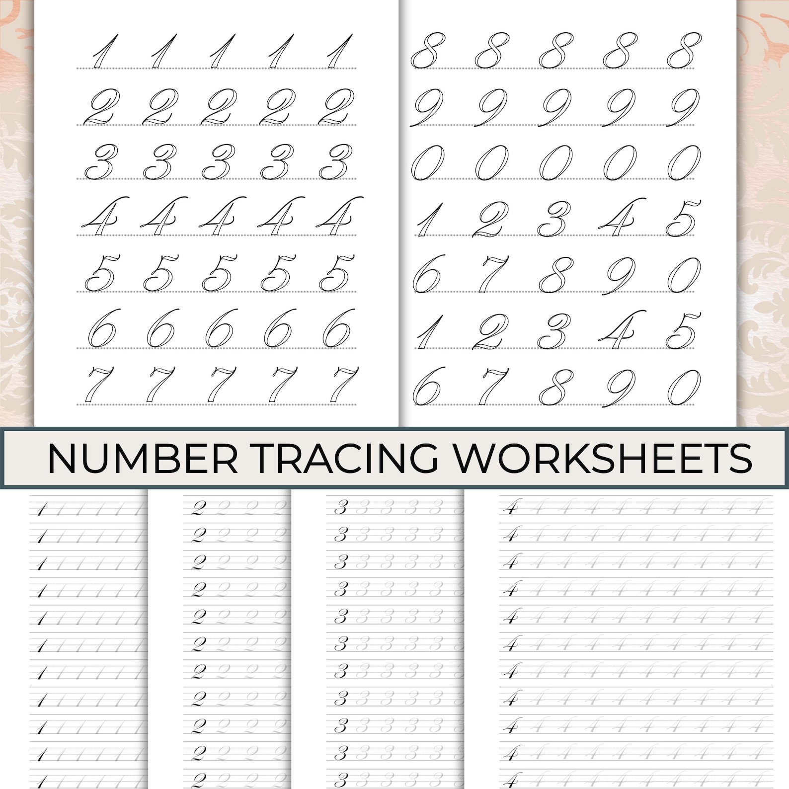 Edwardian Elegant Cursive Handwriting Practice Worksheets, Printable ...