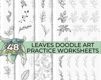 Leaves Drawing Worksheets Printable Leaf Doodle Art Learn How To Draw Leaves Tracing Sheet Botanical Drawing Zentangle Pattern Template