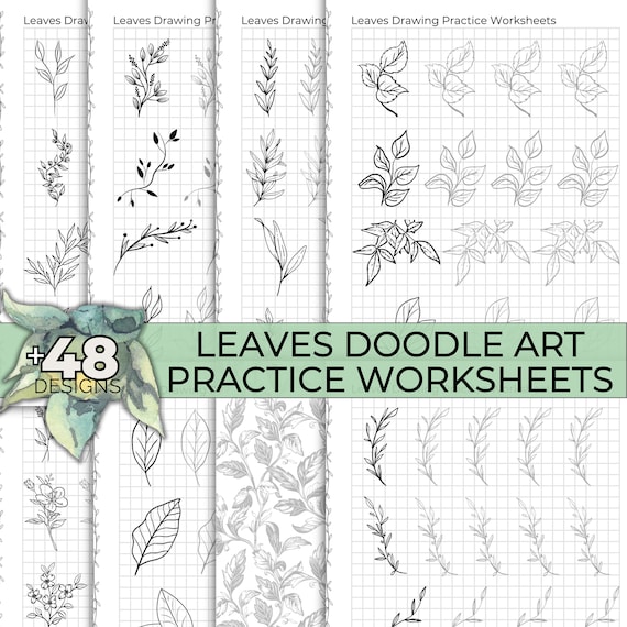 Leaves Drawing Worksheets Printable Leaf Doodle Art Learn How To Draw Leaves Tracing Sheet Botanical Drawing Zentangle Pattern Template
