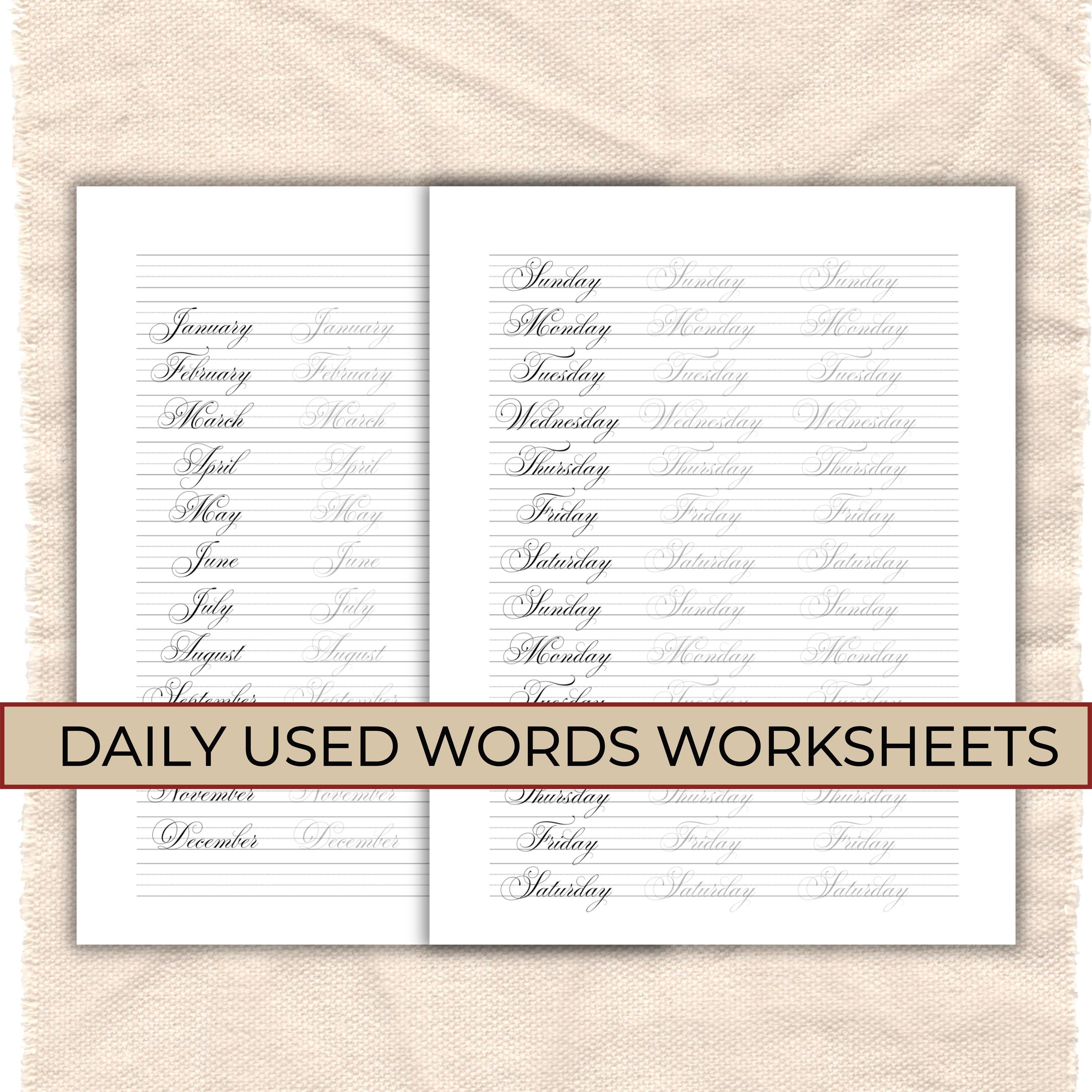 Printable elegant cursive practice for all ages.