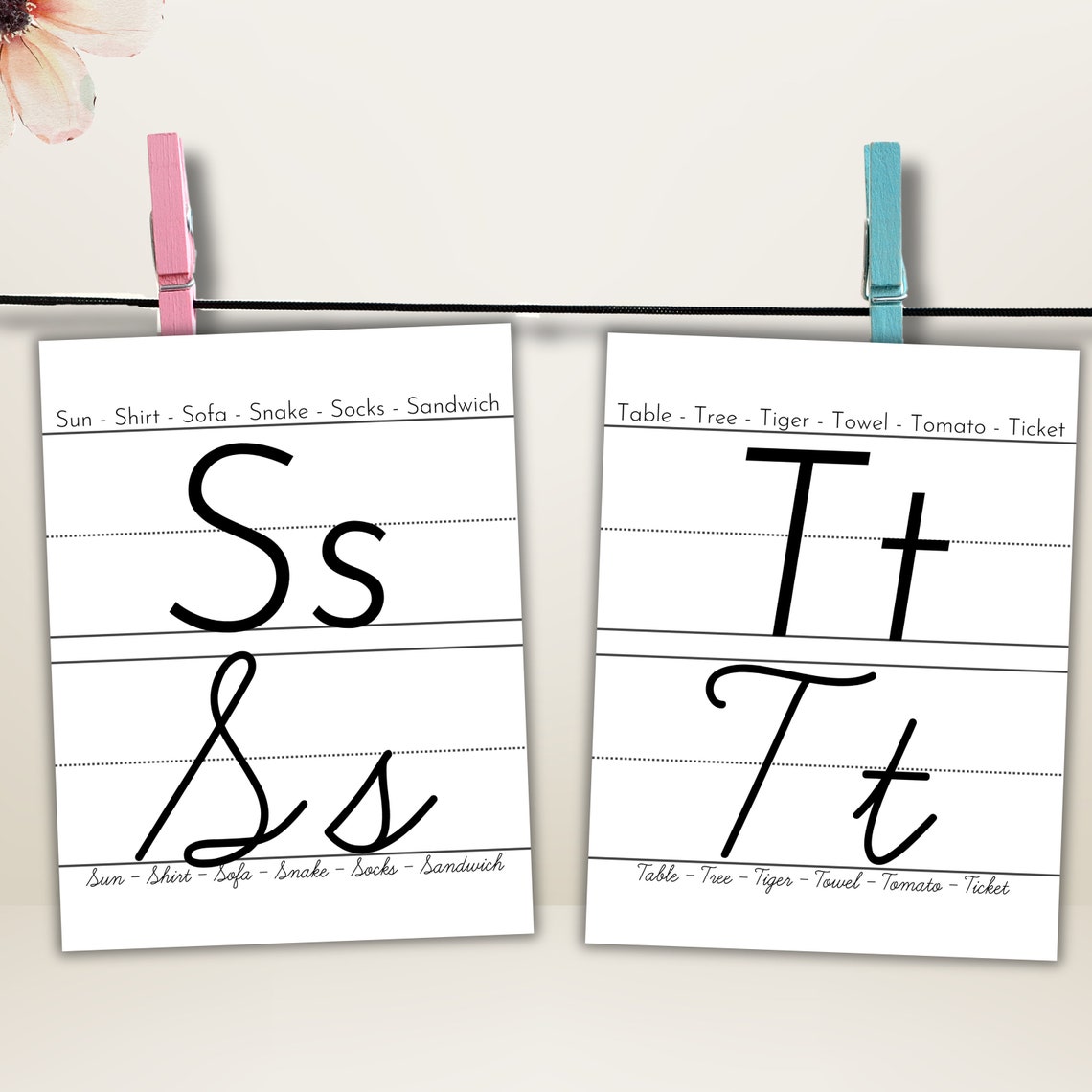 Cursive Alphabet Cards, Cursive Poster, Classroon Poster, Cursive
