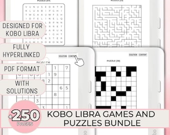 Kobo Games & Puzzles Bundle Kobo Libra Colour Sudoku Word Search Brain Teaser Puzzle Kobo Template Hyperlinked Elipsa 2E, Elipsa, Sage