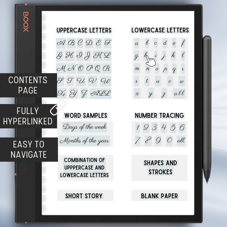 Onyx Boox Cursive Handwriting Practice Tracing Sheets Onyx Boox Tab ...