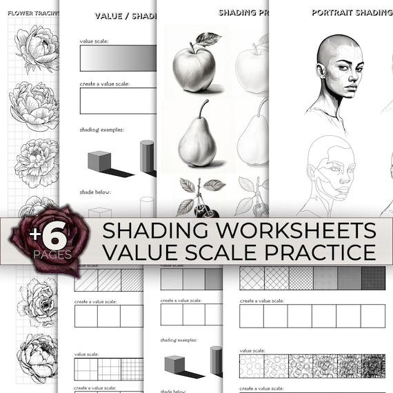 Drawing lesson shading worksheet pencil drawing tutorial printable ...