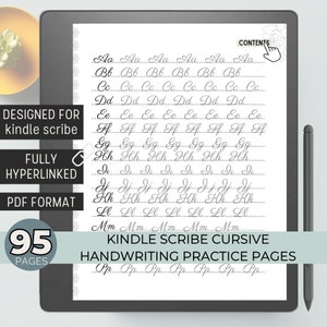 Feuilles d'exercices pour l'écriture manuscrite en cursive Kindle Scribe