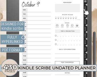 Kindle Scribe Undated Planner, Kindle Scribe Daily Planner Hyperlinked Yearly Calendar Monthly Calendar To Do List Kindle Scribe Templates