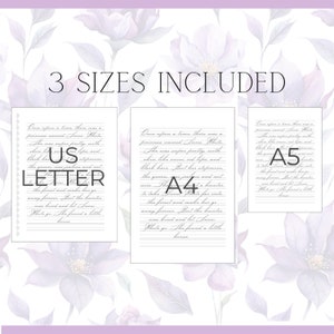 Puede incluir: Tres versiones imprimibles del cl&aacute;sico cuento de hadas Blancanieves, en tama&ntilde;os US Letter, A4 y A5. El texto est&aacute; escrito en cursiva.