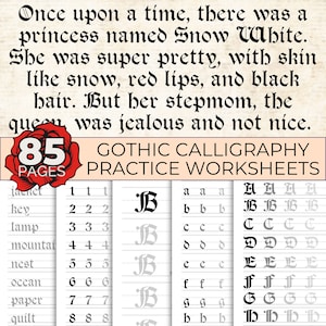 Schede di lavoro di calligrafia gotica, modello di pratica di calligrafia gotica, calligrafia gotica, fogli di pratica di scrittura a mano gotica, migliora la scrittura a mano