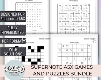 Supernote Spiele und Puzzles Bundle Supernote A5X Sudoku Wortsuchrätsel Puzzle Supernote Vorlage Supernote A6X Supernote A6X2 Nomade