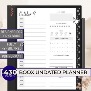 Onyx Boox Undated Planner, Boox Daily Planner Hyperlinked Yearly Calendar Monthly Calendar To Do List Onyx Boox Tab Ultra Templates