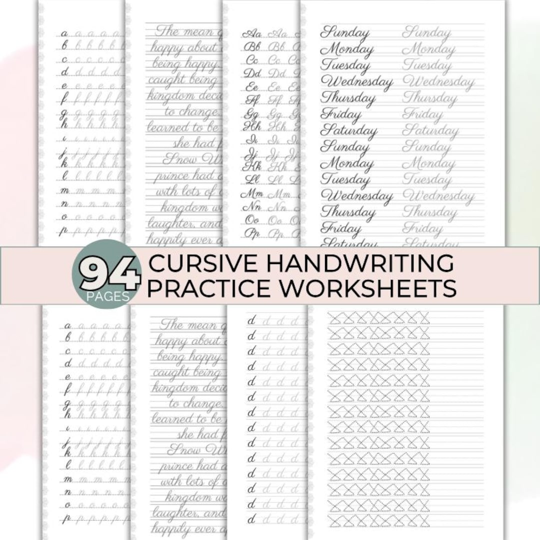 Cursive Handwriting Practice Worksheets Tracing Sheets Alphabet Tracing ...
