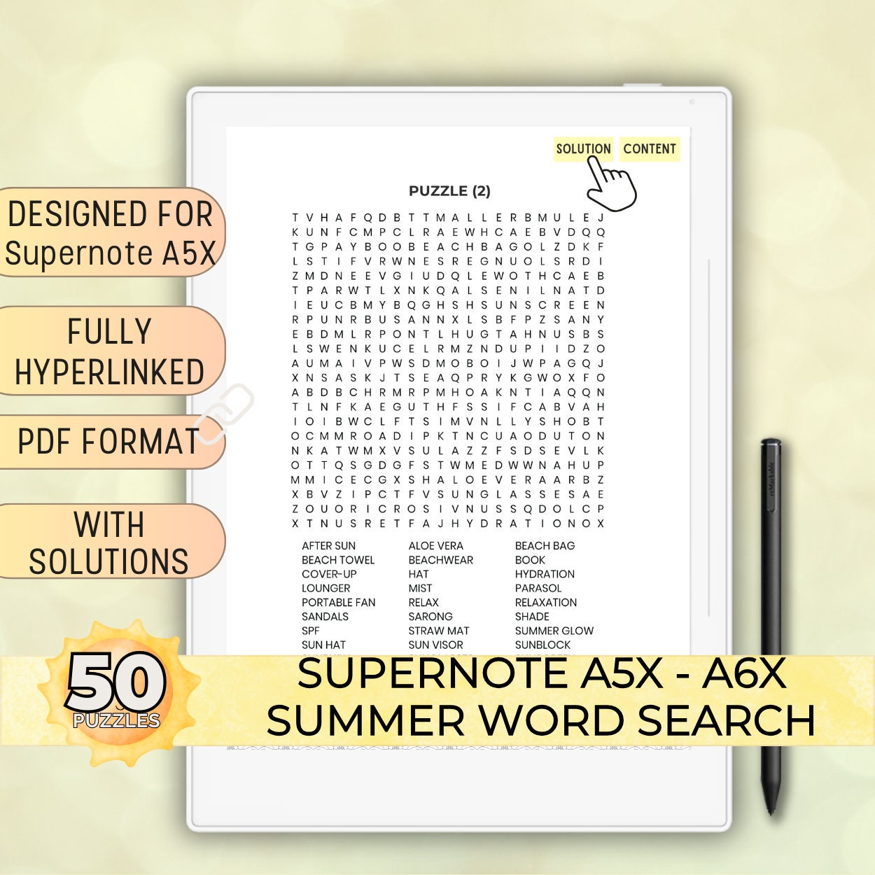 Supernote Word Search Supernote A5x Puzzle Supernote Games Brain Teaser ...