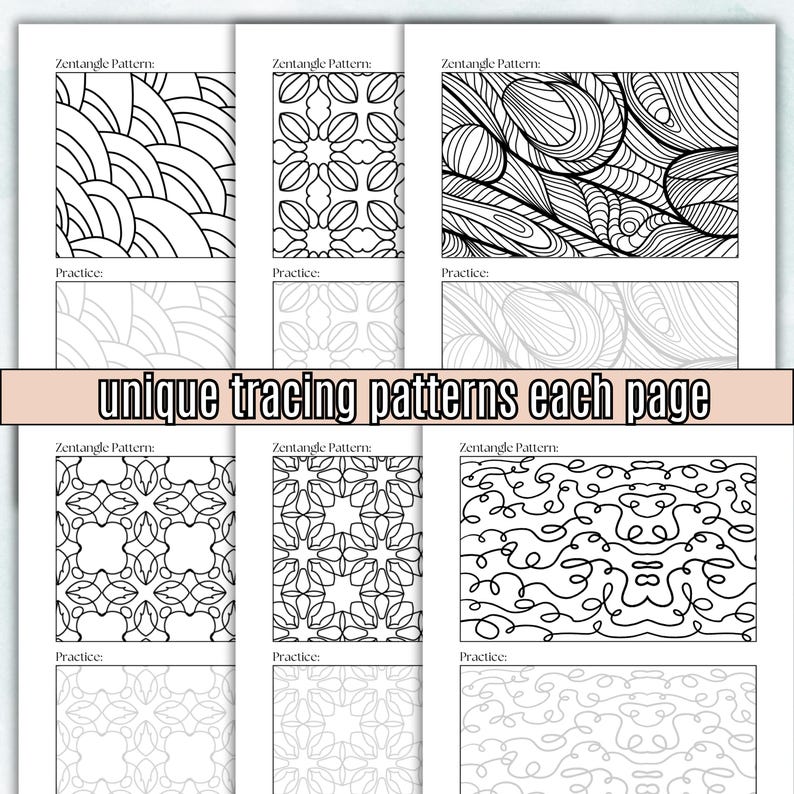 Zentangle Workbook for Beginners, Pattern Templates, Zen Doodle ...