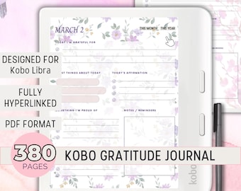 Kobo Gratitude Journal Daily Gratitude Diary Thankfulness Journal 5 Minute Gratitude Kobo Libra Colour Template Elipsa 2E, Elipsa, Sage