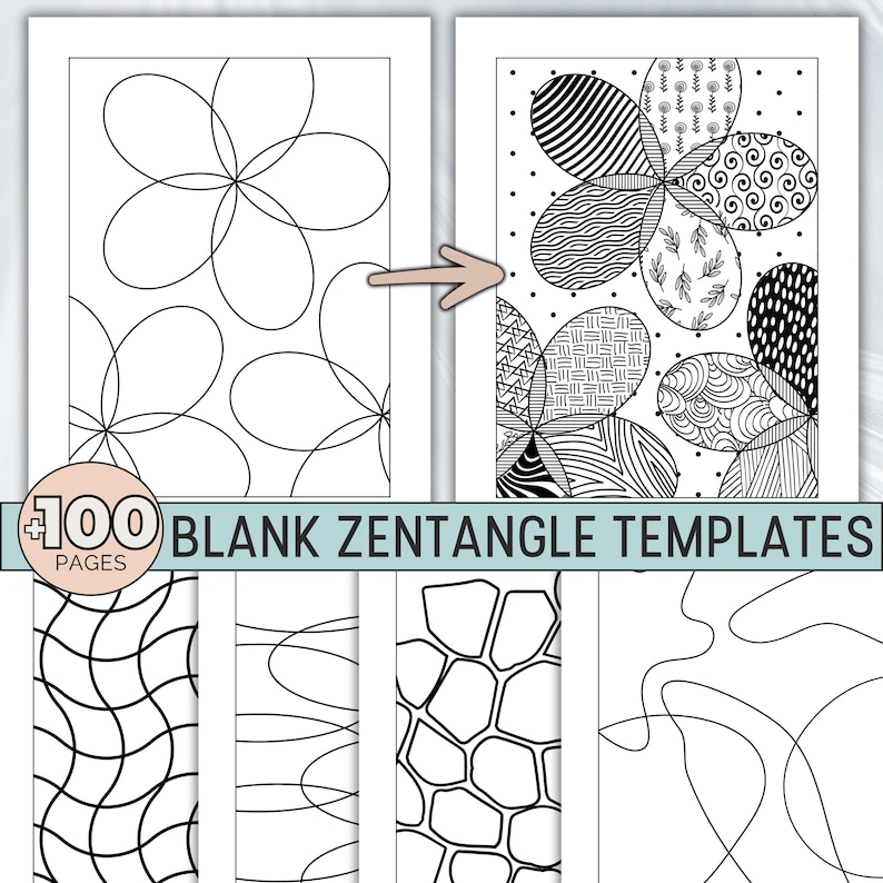 Blank Zentangle Templates, Zen Doodle Practice Sheets, Printable ...