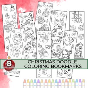 Christmas Doodle Coloring Bookmarks, Color Your Own Bookmarks, Printable Christmas Coloring Page Holiday Bookmarks Winter Classroom Activity