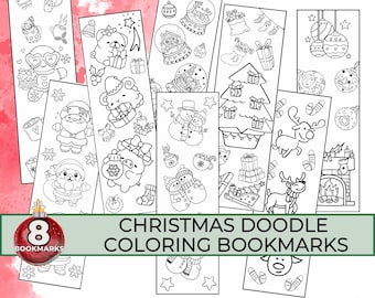 Christmas Doodle Coloring Bookmarks, Color Your Own Bookmarks, Printable Christmas Coloring Page Holiday Bookmarks Winter Classroom Activity