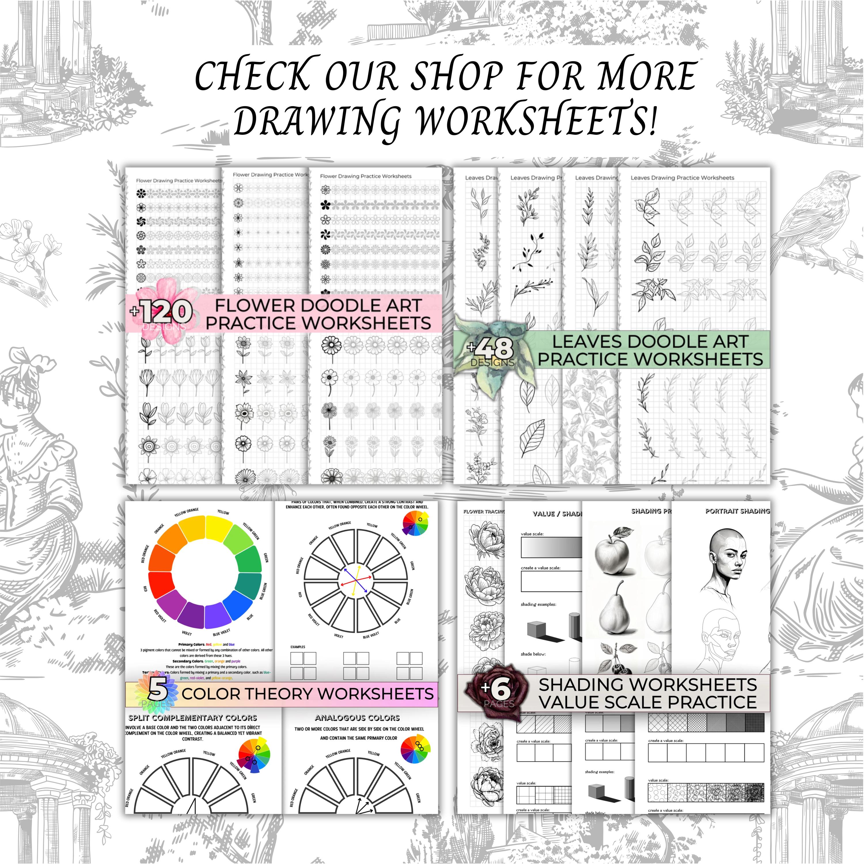 Grid Drawing Practice Worksheets, Pencil Drawing Tutorial Printable ...