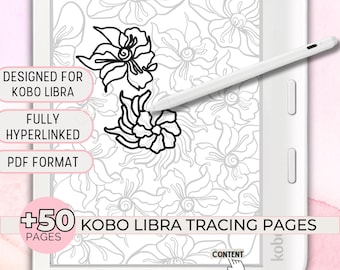 Kobo Tracing Pages Kobo Libra Colour Mindfulness Tracing Book, Mindfulness Activity Kobo Template Hyperlinked Elipsa 2E, Elipsa, Sage