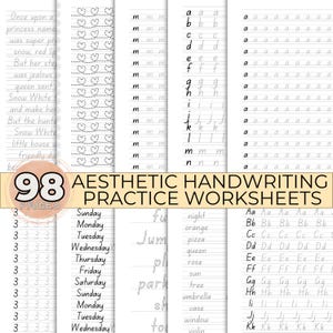 Hojas de trabajo de escritura estética para imprimir, mejorar la escritura a mano, hermosas hojas de práctica de letras, hojas de escritura del alfabeto, libro de trabajo para imprimir