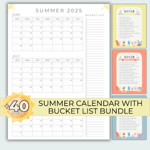 Summer Bucket List Ideen Großer Sommerkalender Sommer Checkliste Sommer 2025 Sommeraktivität Sommer To Do Liste