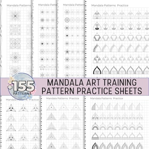 Peut inclure: Un ensemble de 155 feuilles d'exercices de motifs de mandalas imprimables. Les feuilles présentent une variété de motifs et de designs géométriques, parfaits pour s'entraîner à dessiner.