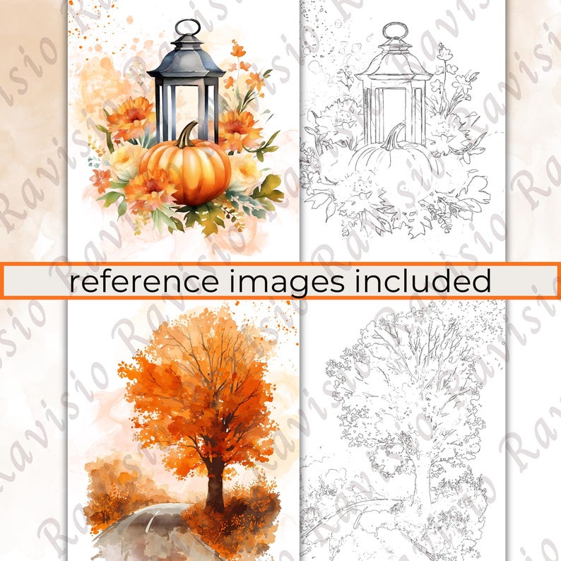 Fall Outline Drawings for Painting, Watercolor Drawing Outlines Autmn ...
