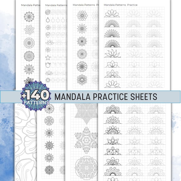Mandala Pattern Practice Sheet Mandala Pattern Template Training Sheets Mandala Art Mandala Templates Printable Zentangle Pattern Tracing