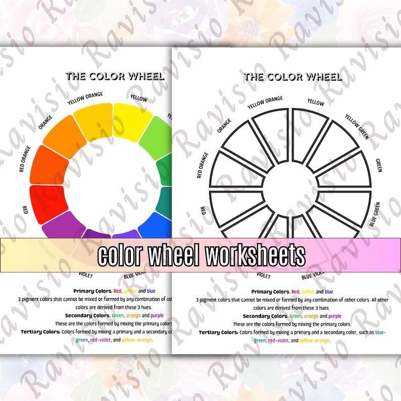 Color Theory Worksheets Printable, Color Wheel Painting Lesson Art
