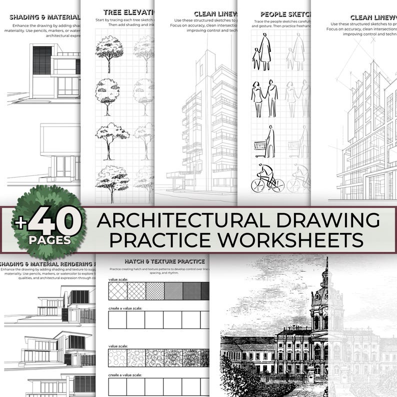 Architectural Drawing Practice Worksheets, Sketch Drawing Tutorial ...