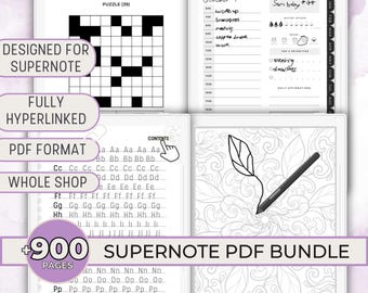 Supernote Templates Bundle: Daily Planner, Games Puzzles Sudoku Word Search Maze, Handwriting Cursive Practice, Tracing A5X A6X A6X2 Nomad