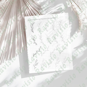 May include: A printable worksheet with a grid pattern and multiple outlines of leaves for drawing practice. The title "Leaves Drawing Practice Worksheets" is at the top of the page.