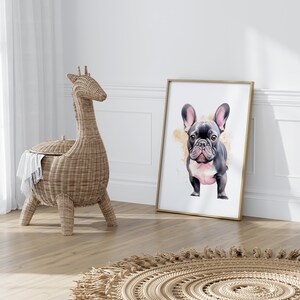 Blue French Bulldog Printable Wall Art Instant Download Frenchie Printable Dog Lover Gift Bathroom Wall Art Dog Portrait