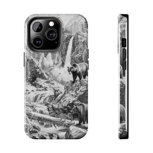 Bear Phone Case, Wildlife Nature Gift, Brown Black Grizzly Bear, iPhone Case, Custom Phone cases Nature Phone Case, Nature Art waterfall art