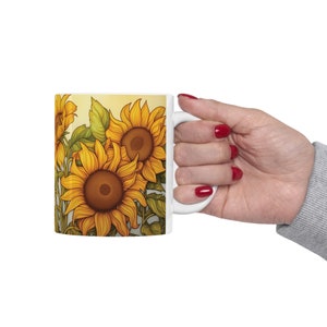 Mug Flowers Sunflower Floral Mug Designs for Houseware Gifts for Her Nature Lover Art Sunflower Art decorative kitchenware cottagecore mug