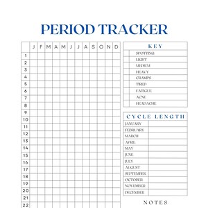 Printable PERIOD TRACKER (Instant Download)