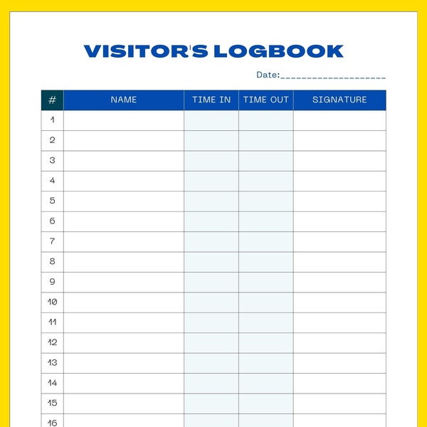 Printable Visitor's Logbook
