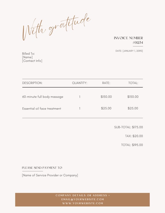 Editable and Printable Beige Elegant Minimalist Professional Business Invoice