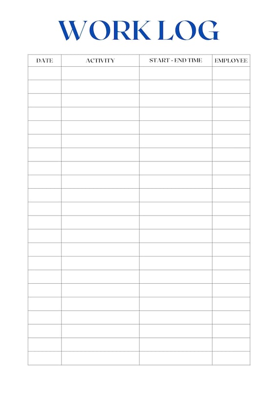Printable Daily Work Log